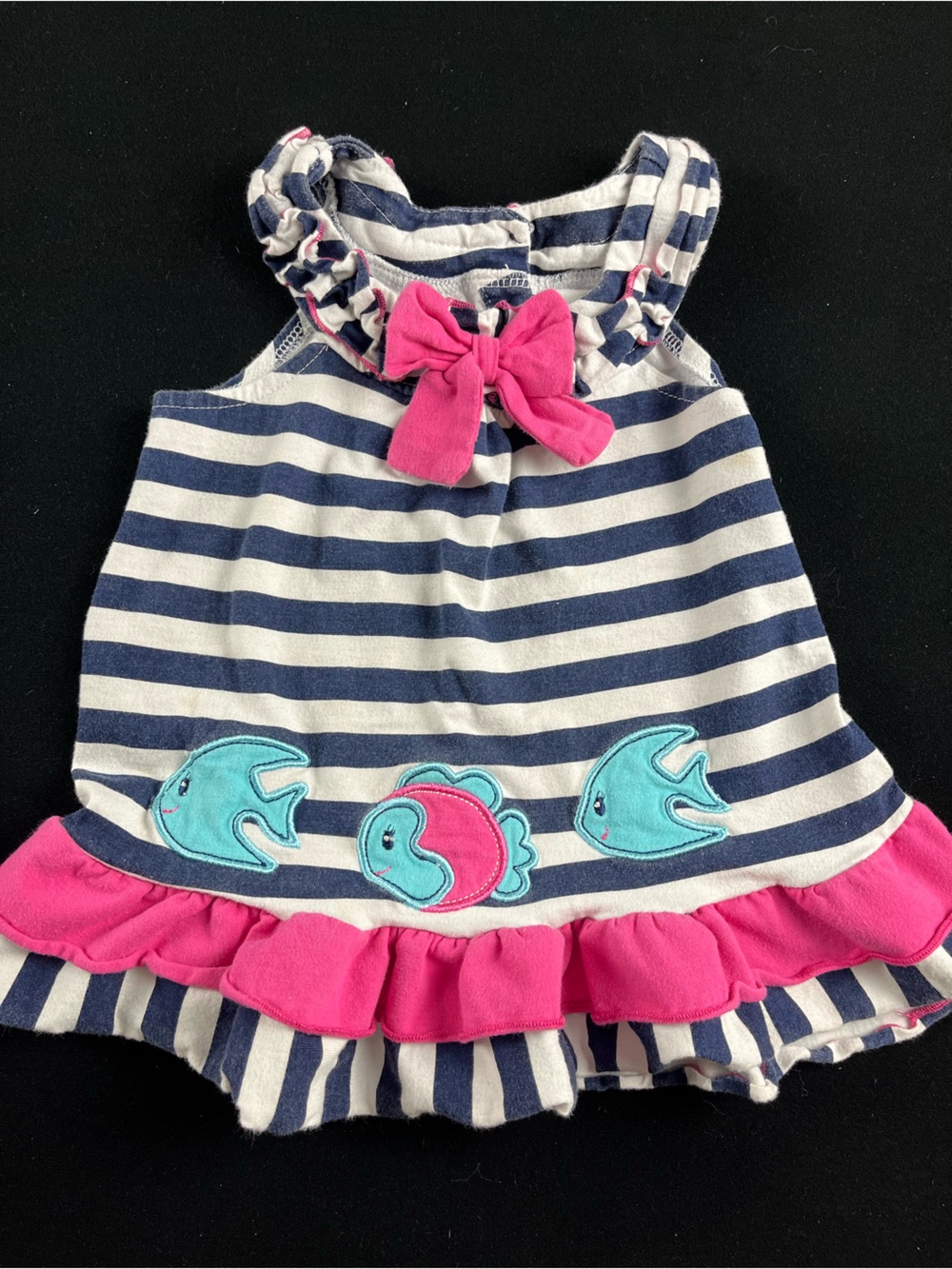 Nannette Girls Navy Blue and White Striped Bottoms